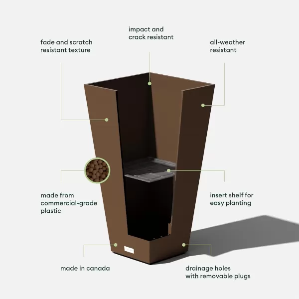 imageVeradek VResin IndoorOutdoor Taper Planter 2Pack 26 inch BlackEspresso