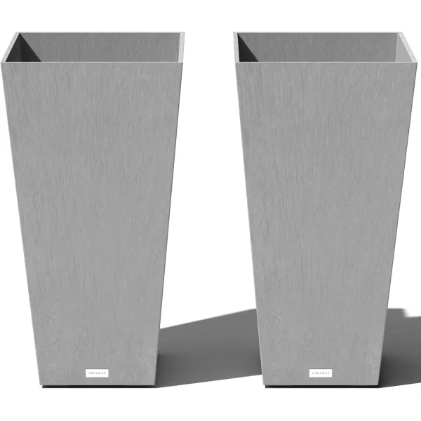 imageVeradek VResin IndoorOutdoor Taper Planter 2Pack 26 inch BlackGray