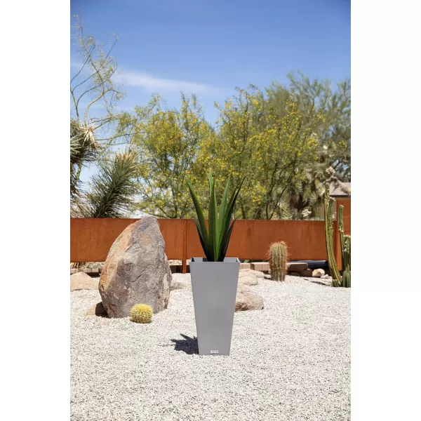 imageVeradek VResin IndoorOutdoor Taper Planter 2Pack 26 inch BlackGray