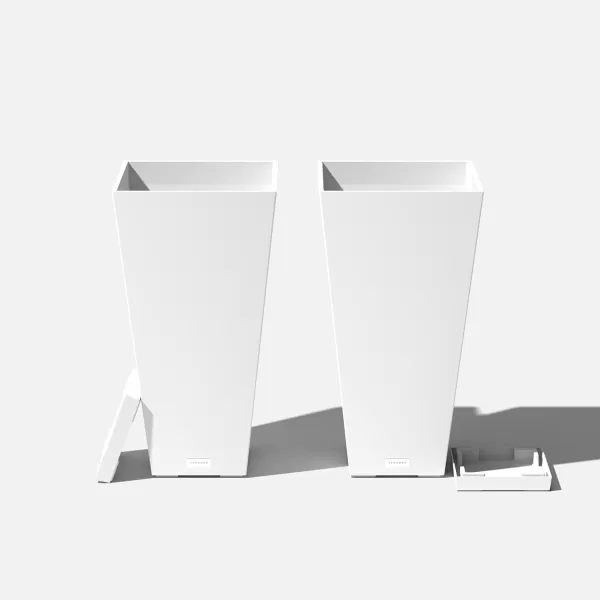 imageVeradek VResin IndoorOutdoor Taper Planter 2Pack 26 inch BlackWhite