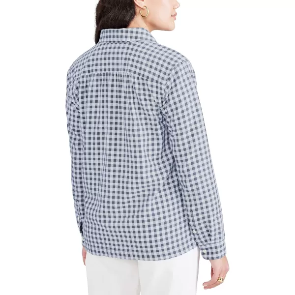 imageDOCKERS Womens Regular Favorite Long Sleeve Collared ShirtPort Blue Fusion  Plaid Twill