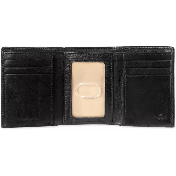 imageDockers Mens Extra Capacity Slim Profile Trifold Wallet with Multiple Card Slots and ID WindowBlack