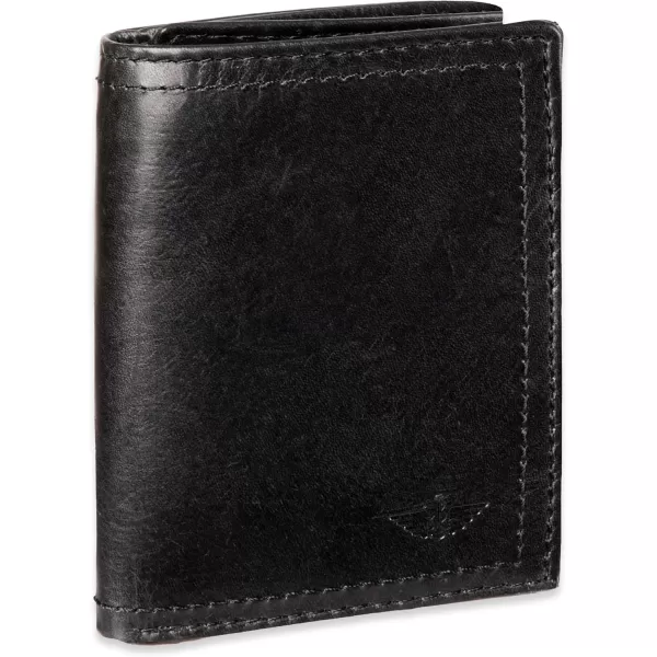 imageDockers Mens Extra Capacity Slim Profile Trifold Wallet with Multiple Card Slots and ID WindowBlack