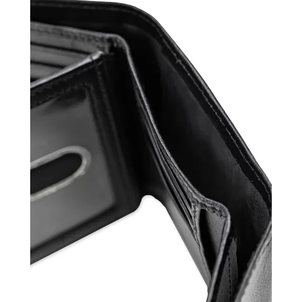 imageDockers Mens Extra Capacity Slim Profile Trifold Wallet with Multiple Card Slots and ID WindowBlack Xcap