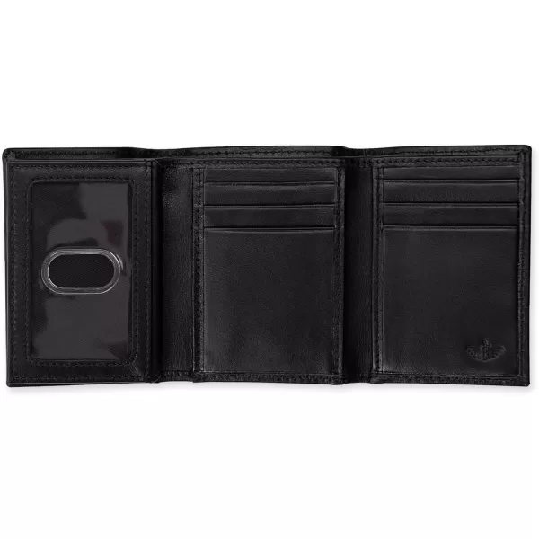 imageDockers Mens Extra Capacity Slim Profile Trifold Wallet with Multiple Card Slots and ID WindowBlack Xcap