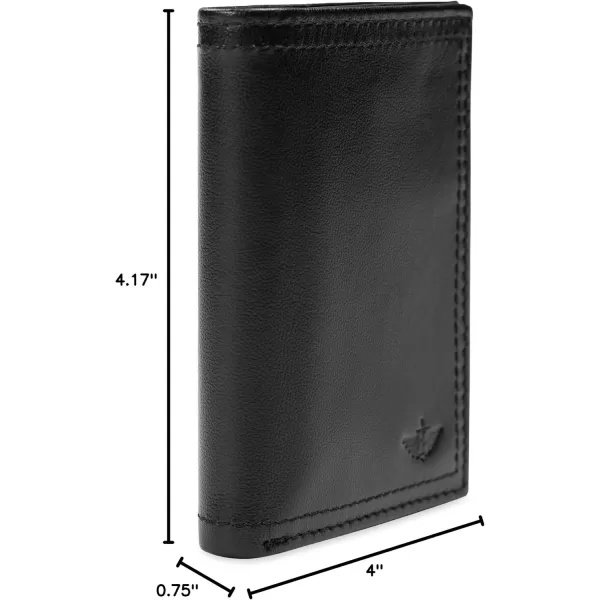 imageDockers Mens Extra Capacity Slim Profile Trifold Wallet with Multiple Card Slots and ID WindowBlack Xcap