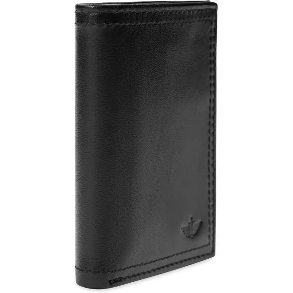 imageDockers Mens Extra Capacity Slim Profile Trifold Wallet with Multiple Card Slots and ID WindowBlack Xcap