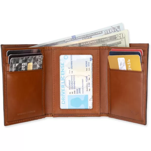 imageDockers Mens Extra Capacity Slim Profile Trifold Wallet with Multiple Card Slots and ID WindowTan Xcap