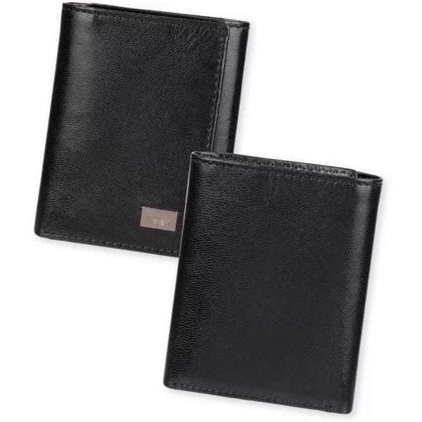 imageDockers Mens Extra Capacity Slim Profile Trifold Wallet with Multiple Card Slots and ID WindowTrue Black