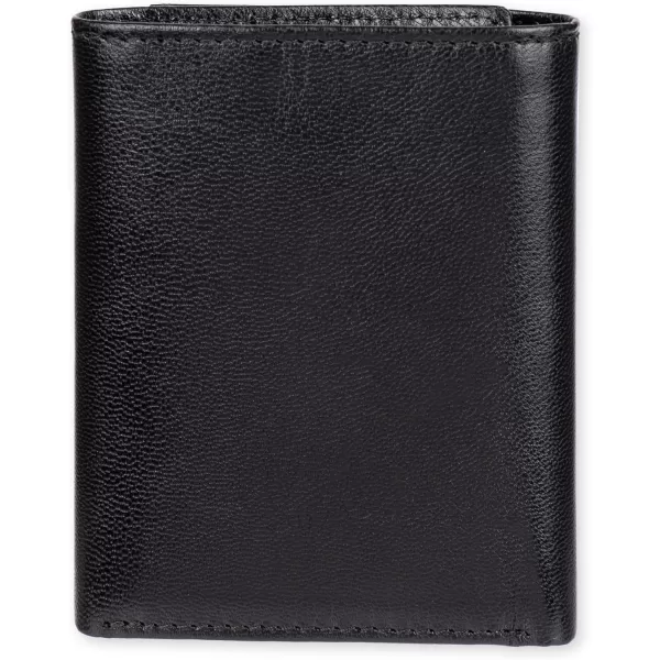 imageDockers Mens Extra Capacity Slim Profile Trifold Wallet with Multiple Card Slots and ID WindowTrue Black