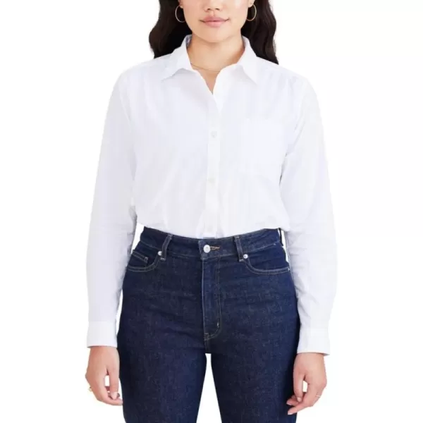 imageDOCKERS Womens Regular Favorite Long Sleeve Collared ShirtLucent White Poplin