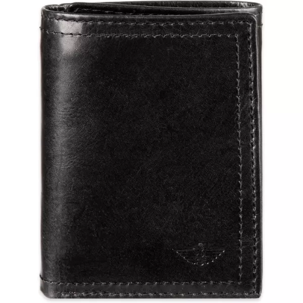 imageDockers Mens Extra Capacity Slim Profile Trifold Wallet with Multiple Card Slots and ID WindowBlack