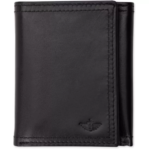 imageDockers Mens Extra Capacity Slim Profile Trifold Wallet with Multiple Card Slots and ID WindowBlack Xcap