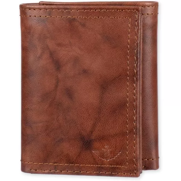 imageDockers Mens Extra Capacity Slim Profile Trifold Wallet with Multiple Card Slots and ID WindowBrown Zip