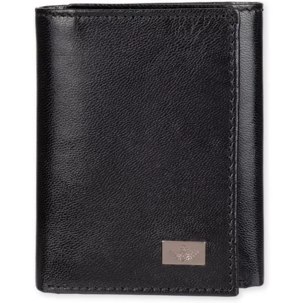 imageDockers Mens Extra Capacity Slim Profile Trifold Wallet with Multiple Card Slots and ID WindowTrue Black