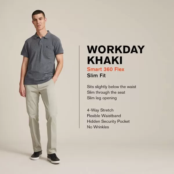 imageDockers Mens Slim Fit Workday Khaki Smart 360 Flex PantsFoil Grey