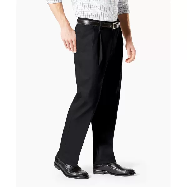 imageDockers Mens Classic Fit Signature Lux Cotton Stretch PantsPleated Regular and Big ampamp TallBlack