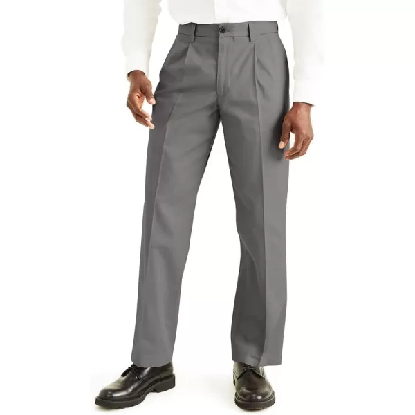 imageDockers Mens Classic Fit Signature Lux Cotton Stretch PantsPleated Regular and Big ampamp TallBurma Grey