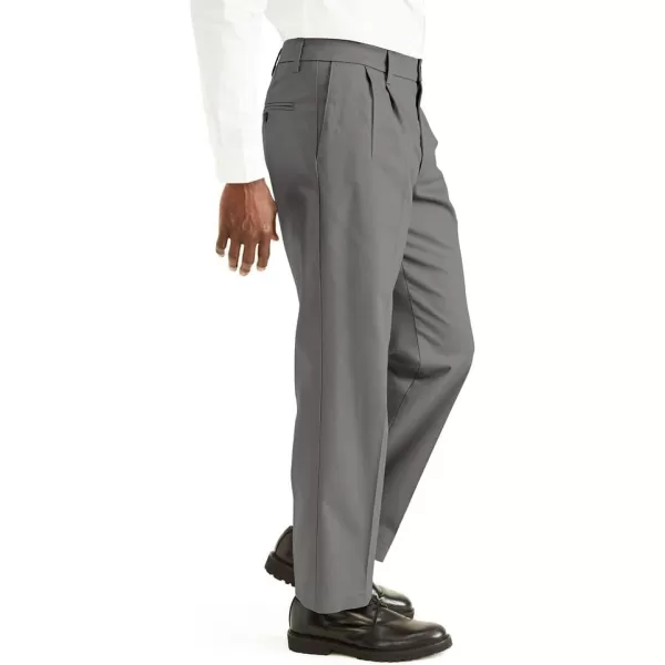 imageDockers Mens Classic Fit Signature Lux Cotton Stretch PantsPleated Regular and Big ampamp TallBurma Grey