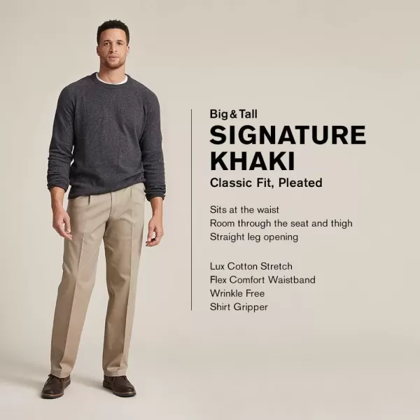 imageDockers Mens Classic Fit Signature Lux Cotton Stretch PantsPleated Regular and Big ampamp TallTimberwolf