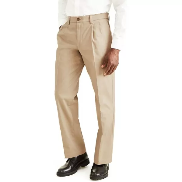 imageDockers Mens Classic Fit Signature Lux Cotton Stretch PantsPleated Regular and Big ampamp TallTimberwolf