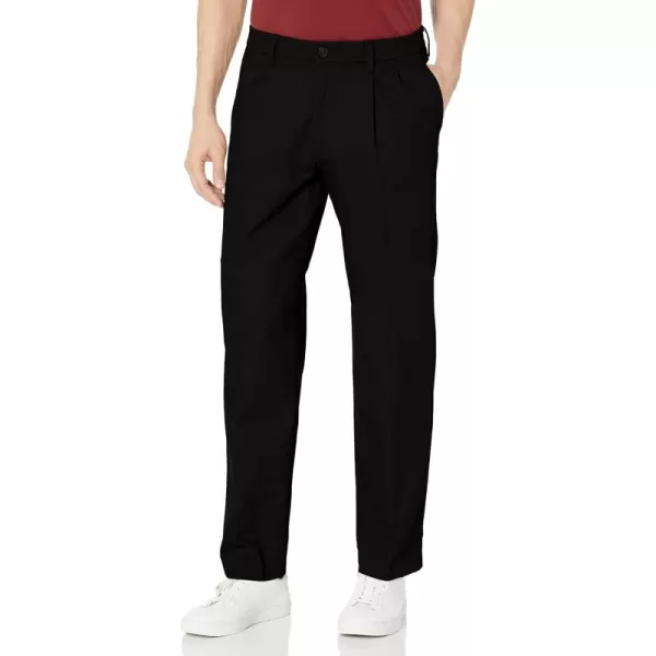 imageDockers Mens Classic Fit Signature Lux Cotton Stretch PantsPleated Regular and Big ampamp TallBlack