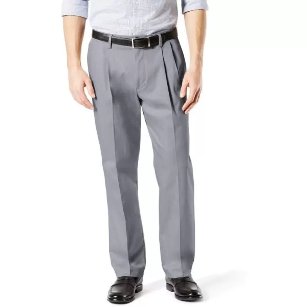 imageDockers Mens Classic Fit Signature Lux Cotton Stretch PantsPleated Regular and Big ampamp TallBurma Grey