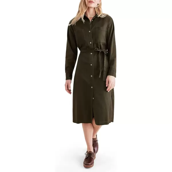 imageDockers Womens Relaxed Fit Long Sleeve DressForest Night Green