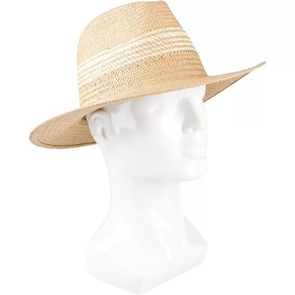 imageDOCKERS Mens Straw Fedora HatNatural Stripe