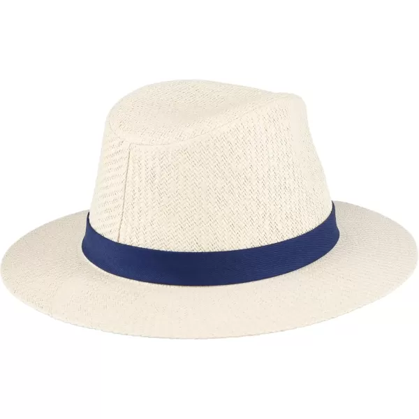 imageDOCKERS Mens Straw Fedora HatNavy Band