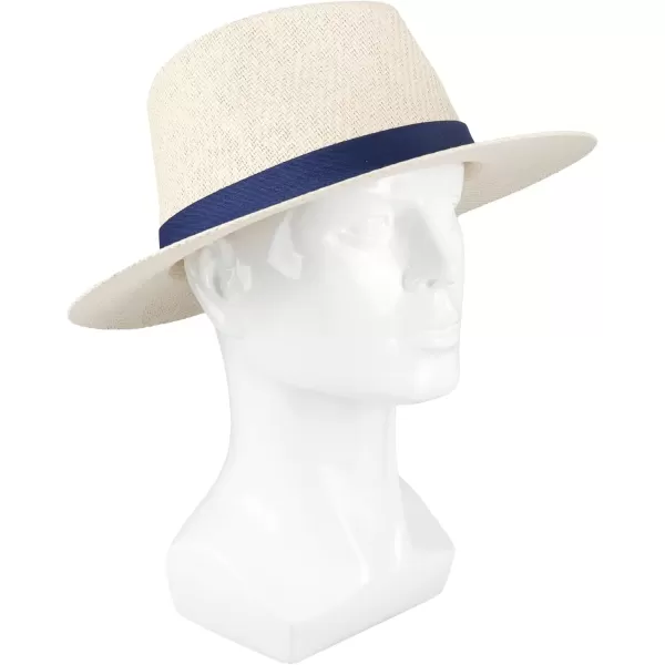 imageDOCKERS Mens Straw Fedora HatNavy Band