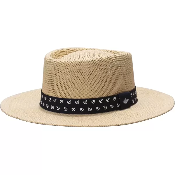 imageDockers Mens Straw Fedora and Panama HatTanNavy