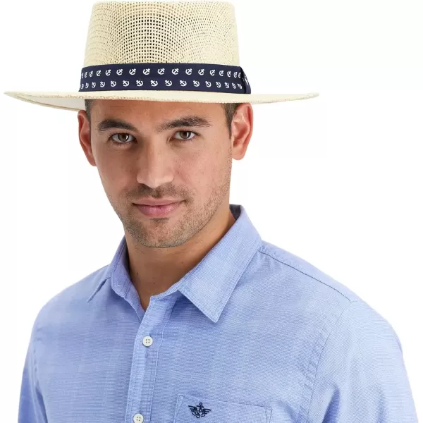 imageDockers Mens Straw Fedora and Panama HatTanNavy