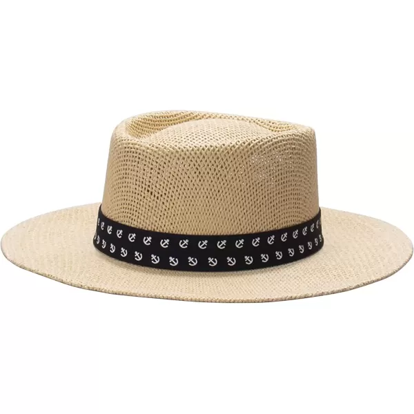 imageDockers Mens Straw Fedora and Panama HatTanNavy