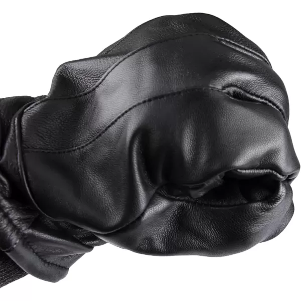 imageDockers Mens Warm Leather Winter Gloves with Smartphone Touchscreen CapabilityBlack Cuffed