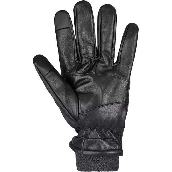 imageDockers Mens Warm Leather Winter Gloves with Smartphone Touchscreen CapabilityBlack Cuffed