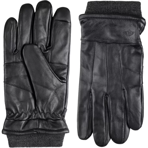 imageDockers Mens Warm Leather Winter Gloves with Smartphone Touchscreen CapabilityBlack Cuffed