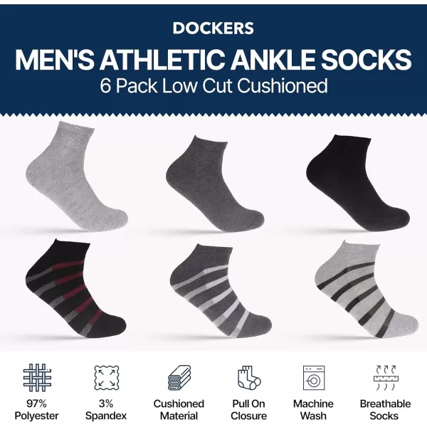 imageDOCKERS Mens Athletic Ankle Socks  6Pairs and 10Pairs Low Cut Sports and Workout Socks for MenBlack Multi 6 Pairs