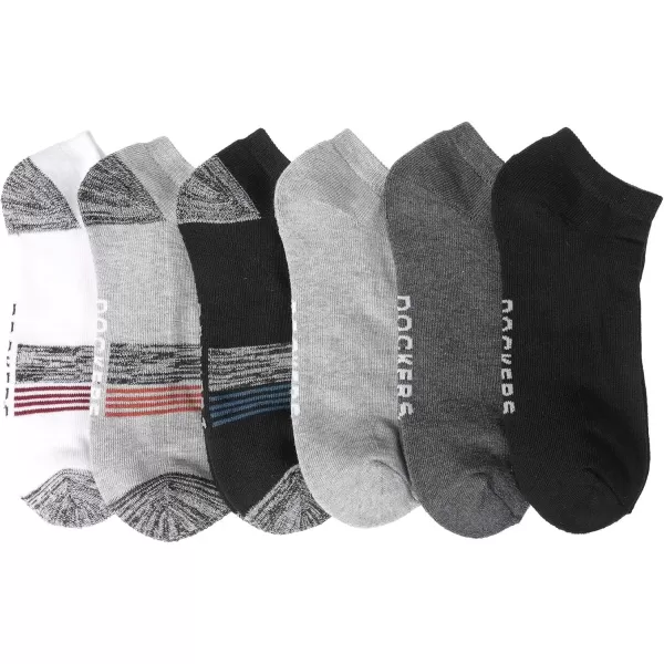 imageDOCKERS Mens Athletic Ankle Socks  6Pairs and 10Pairs Low Cut Sports and Workout Socks for MenBlackGrey Multi 6 Pairs