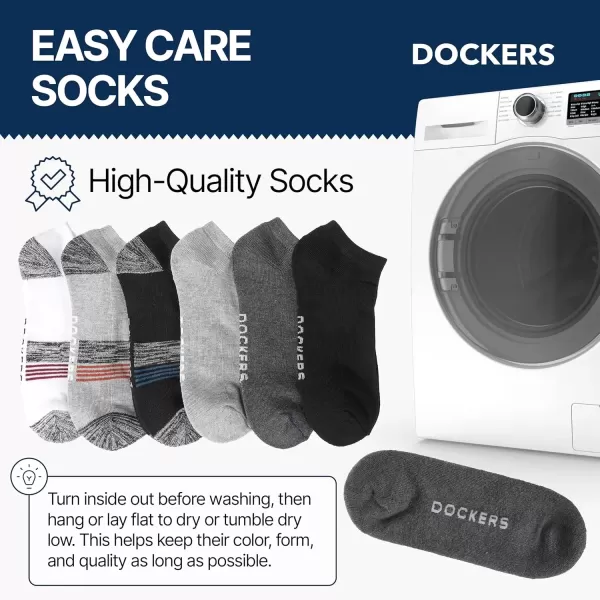 imageDOCKERS Mens Athletic Ankle Socks  6Pairs and 10Pairs Low Cut Sports and Workout Socks for MenBlackGrey Multi 6 Pairs