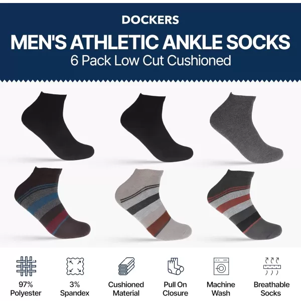 imageDOCKERS Mens Athletic Ankle Socks  6Pairs and 10Pairs Low Cut Sports and Workout Socks for MenOlive 6 Pairs