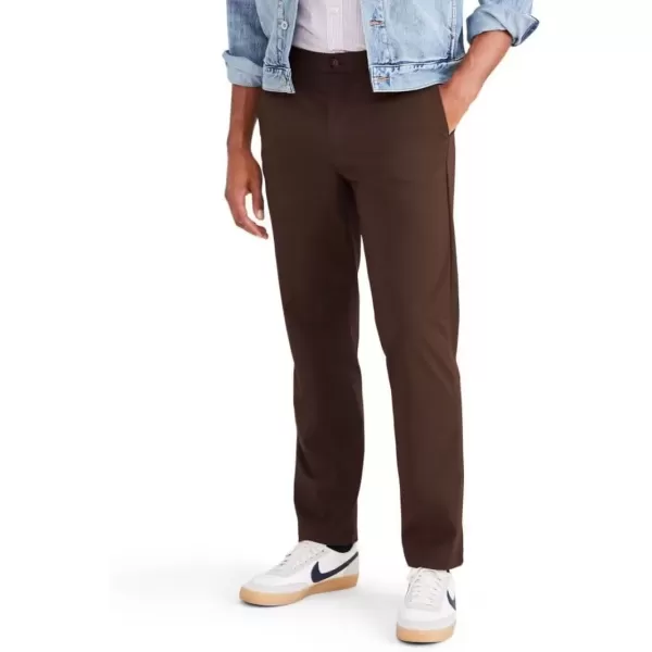 imageDOCKERS Mens Signature Go Straight Fit Khaki Smart 360 Tech Pants Regular and Big ampamp TallShaved Chocolate Brown