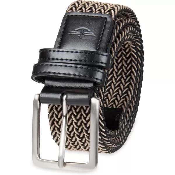 imageDockers Mens Casual Everyday Braided Fabric Fully Adjustable Web BeltBlackKhaki Web