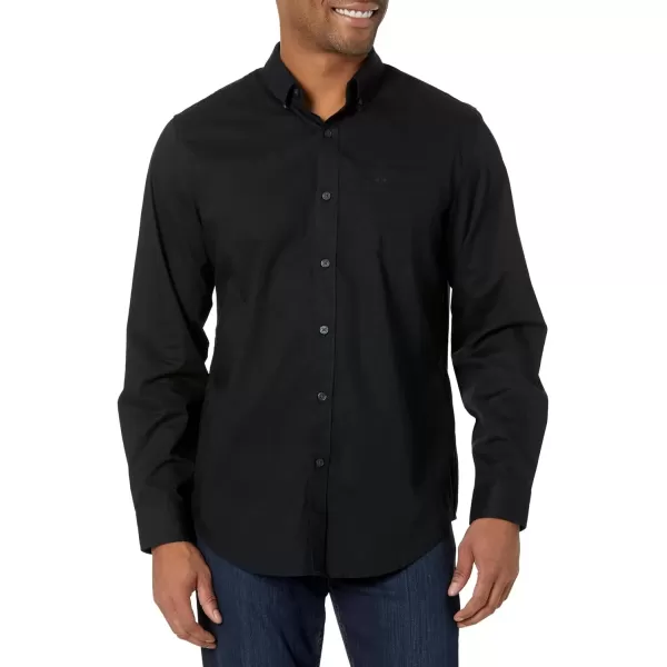 imageDOCKERS Mens Classic Fit Long Sleeve Signature Iron Free Shirt With Stain DefenderBlack  Solid