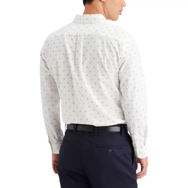 imageDOCKERS Mens Classic Fit Long Sleeve Signature Iron Free Shirt With Stain DefenderLucent White  Ferry Print