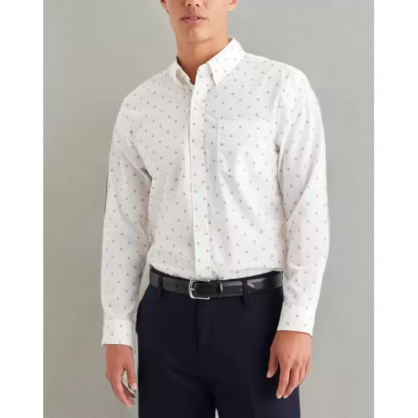 imageDOCKERS Mens Classic Fit Long Sleeve Signature Iron Free Shirt With Stain DefenderLucent White  Ferry Print