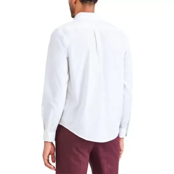 imageDOCKERS Mens Classic Fit Long Sleeve Signature Iron Free Shirt With Stain DefenderLucent White  Solid