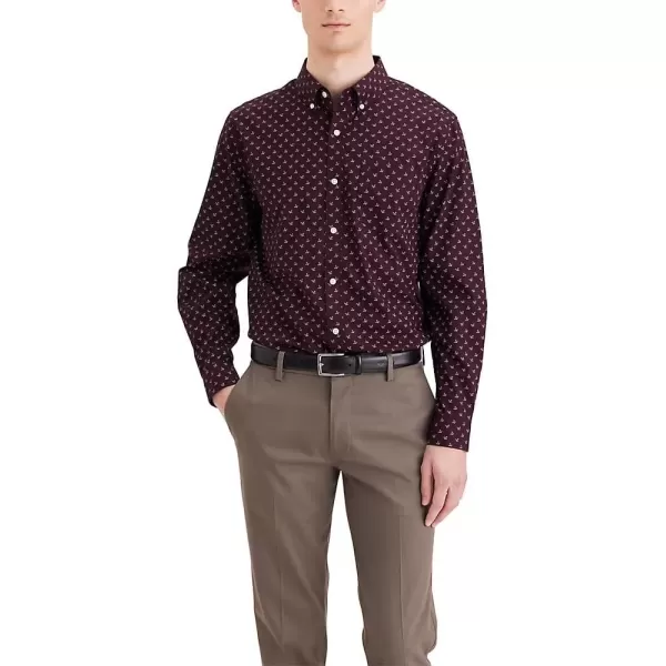 imageDOCKERS Mens Classic Fit Long Sleeve Signature Iron Free Shirt With Stain DefenderNew Burgeon Winetasting  Print