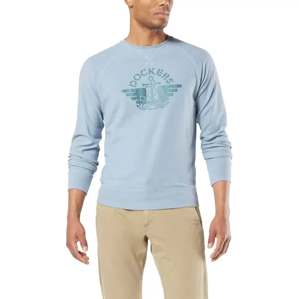 imageDockers Mens Regular Fit Long Sleeve Crewneck SweatshirtHeavy Jersey Crew Light Blue