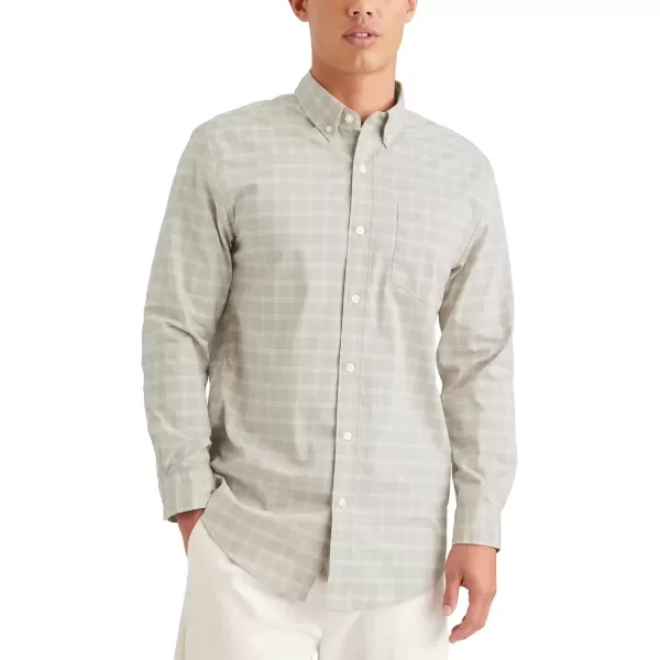 imageDOCKERS Mens Classic Fit Long Sleeve Signature Comfort Flex Shirt Regular and Big ampamp TallGrey Yucca Grit  Plaid